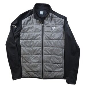 Callaway Hybrid Golf Jacket Mens Medium Grey Black Quilted Full Zip Mock Neck